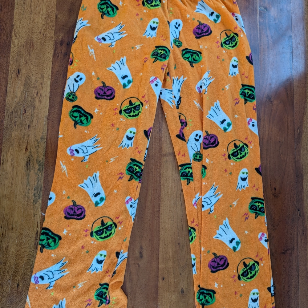 Spooky Ghost Print Kids Pajama Bottoms - Orange